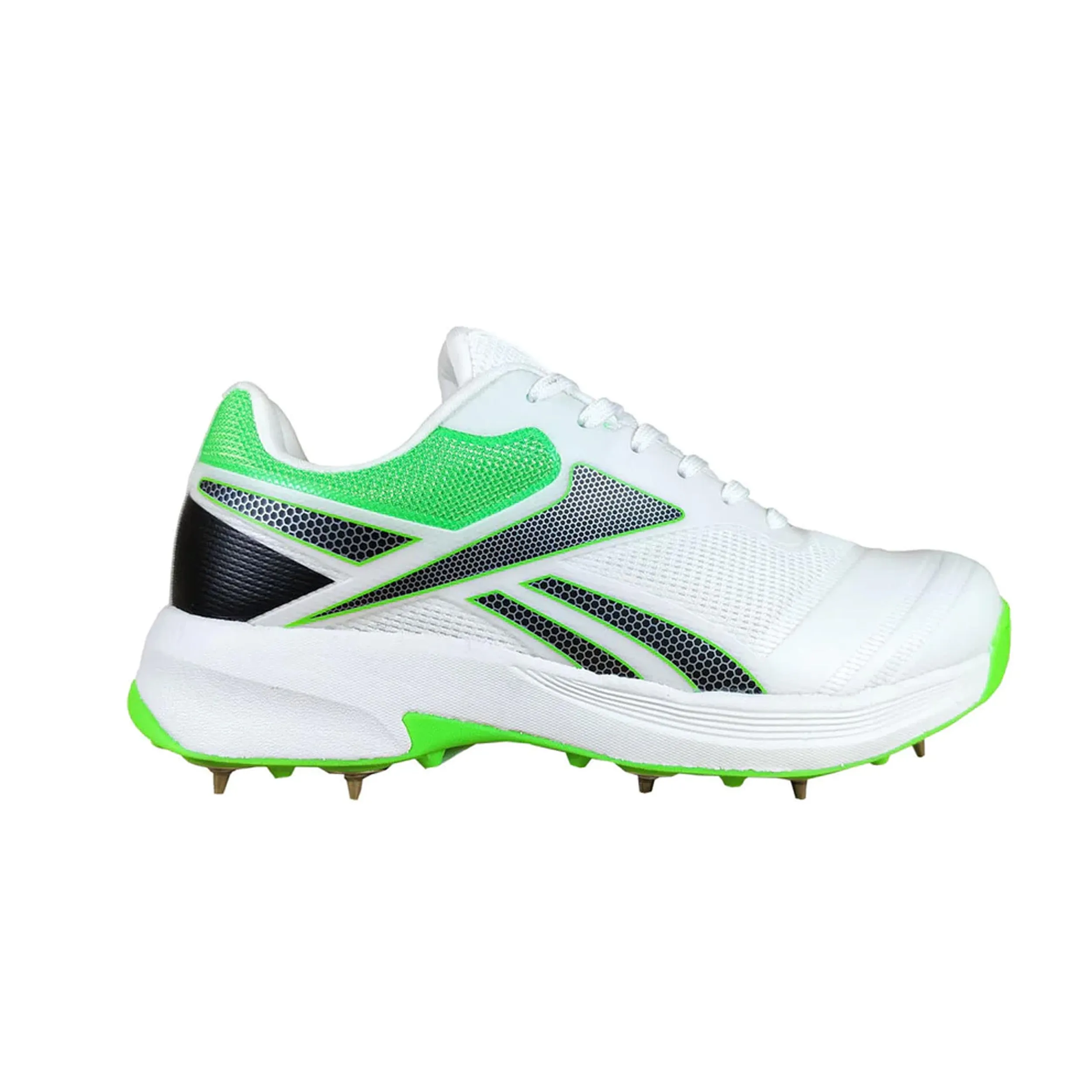 Reebok All Round Kaiser Cricket Spike Shoes (White/Black/Lime-R)