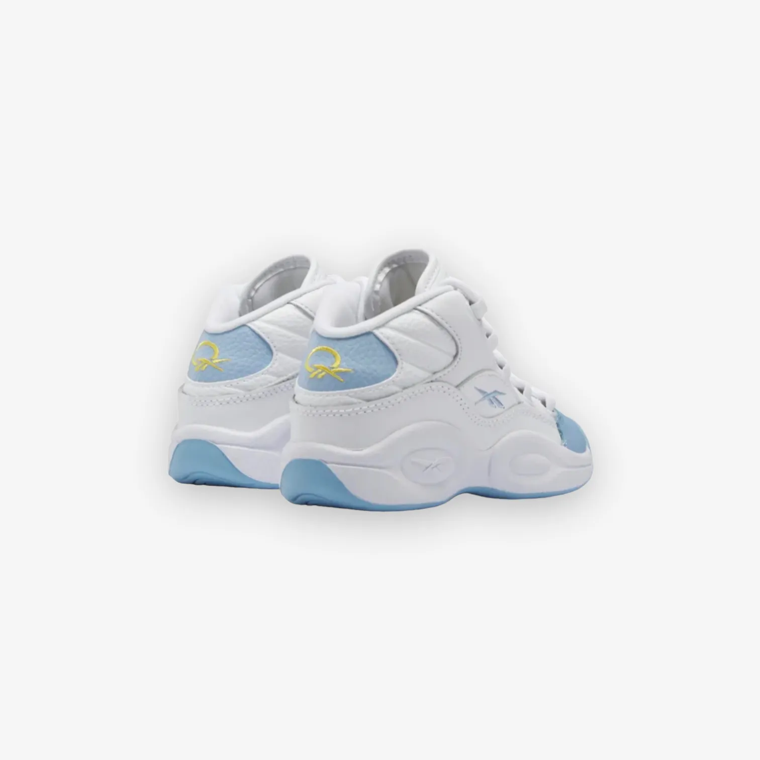 Reebok Question Mid White Fluid Blue Toxic Yellow Preschool Sizes HR1064