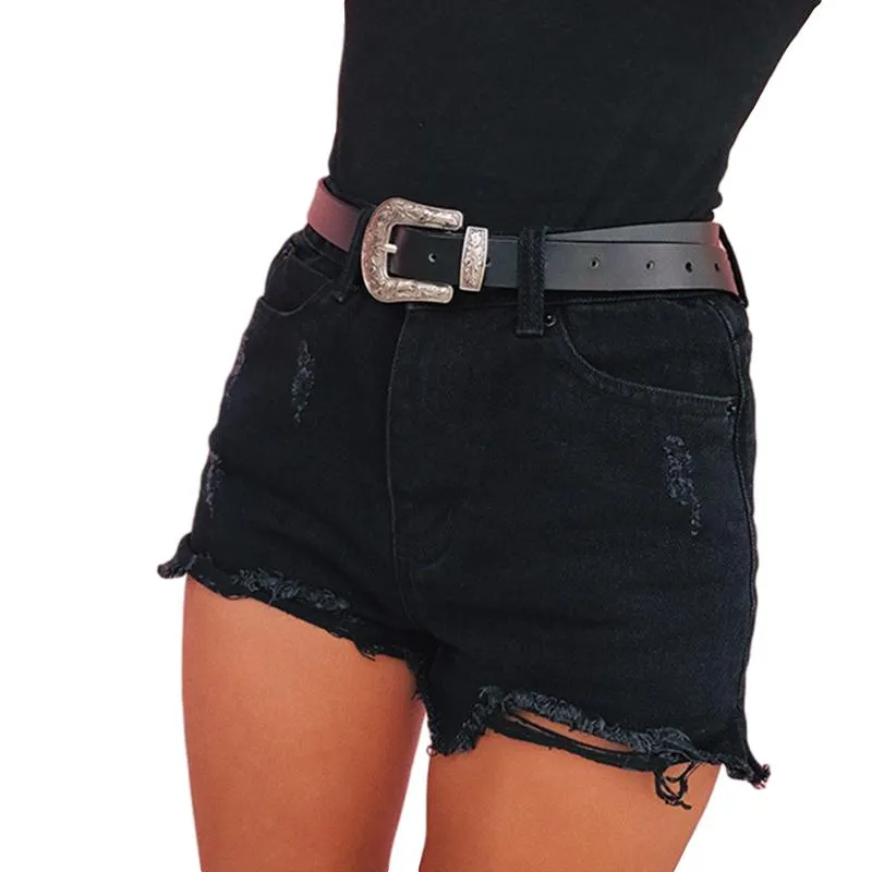 Ripped High-Waist Denim Shorts