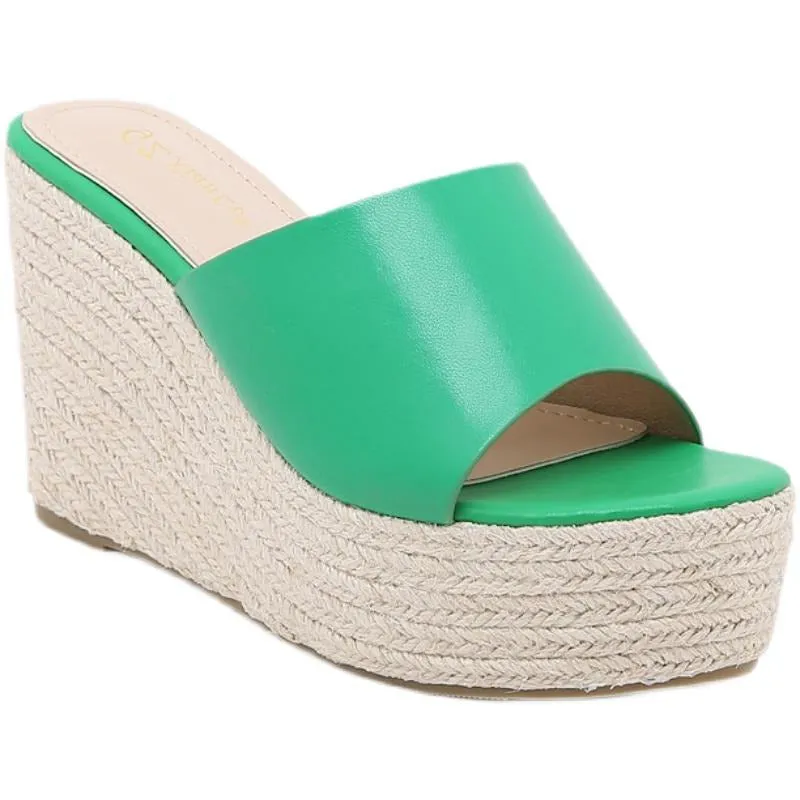 Slope Heeled Thick-soled Hemp Rope Sandals