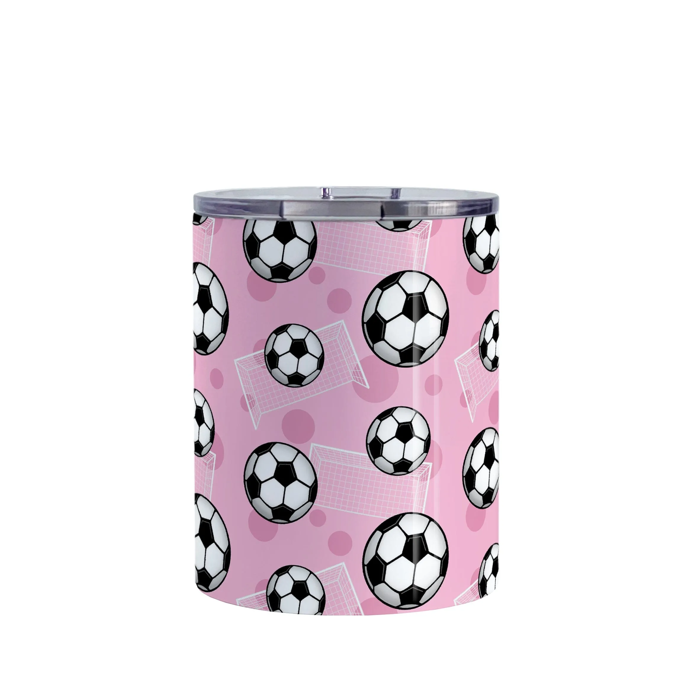 Soccer Ball and Goal Pattern Pink Tumbler Cup