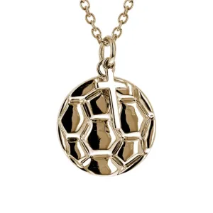 Soccer Ball Necklace With Dangle Cross | Gold