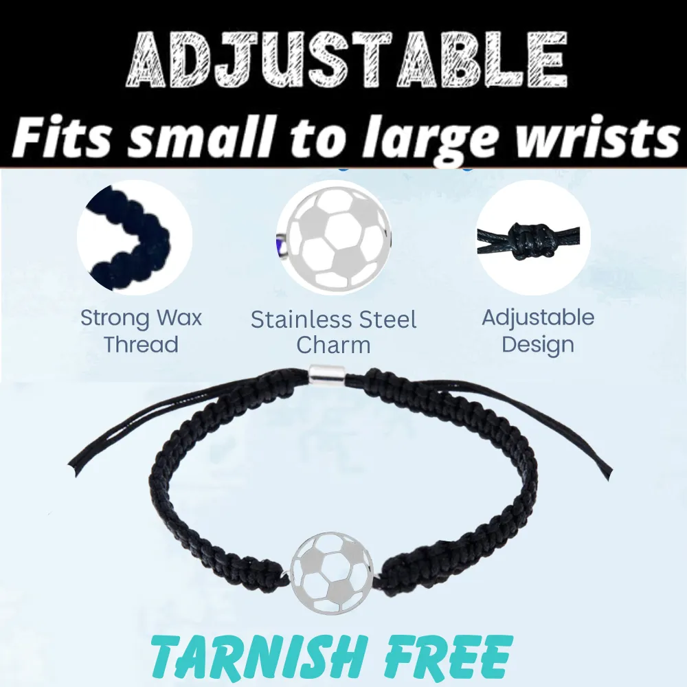 Soccer Stainless Steel Rope Bracelet - Pick Color