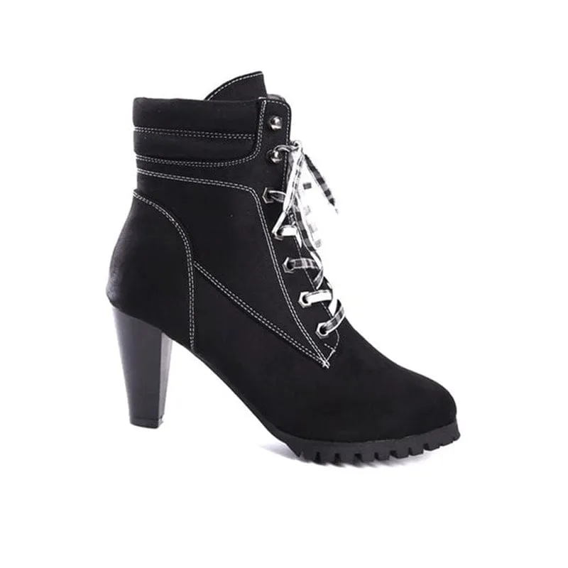 Strappy Chunky Heeled Boots