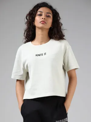 Studiofit Off White Self-Textured T-Shirt