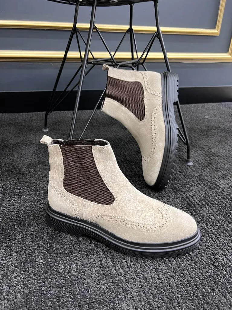 Suede Beige Chelsea Boots