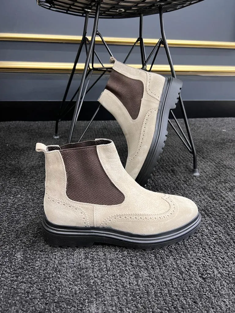 Suede Beige Chelsea Boots