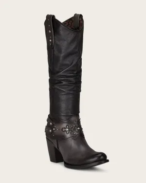 Tall black boot with crystals