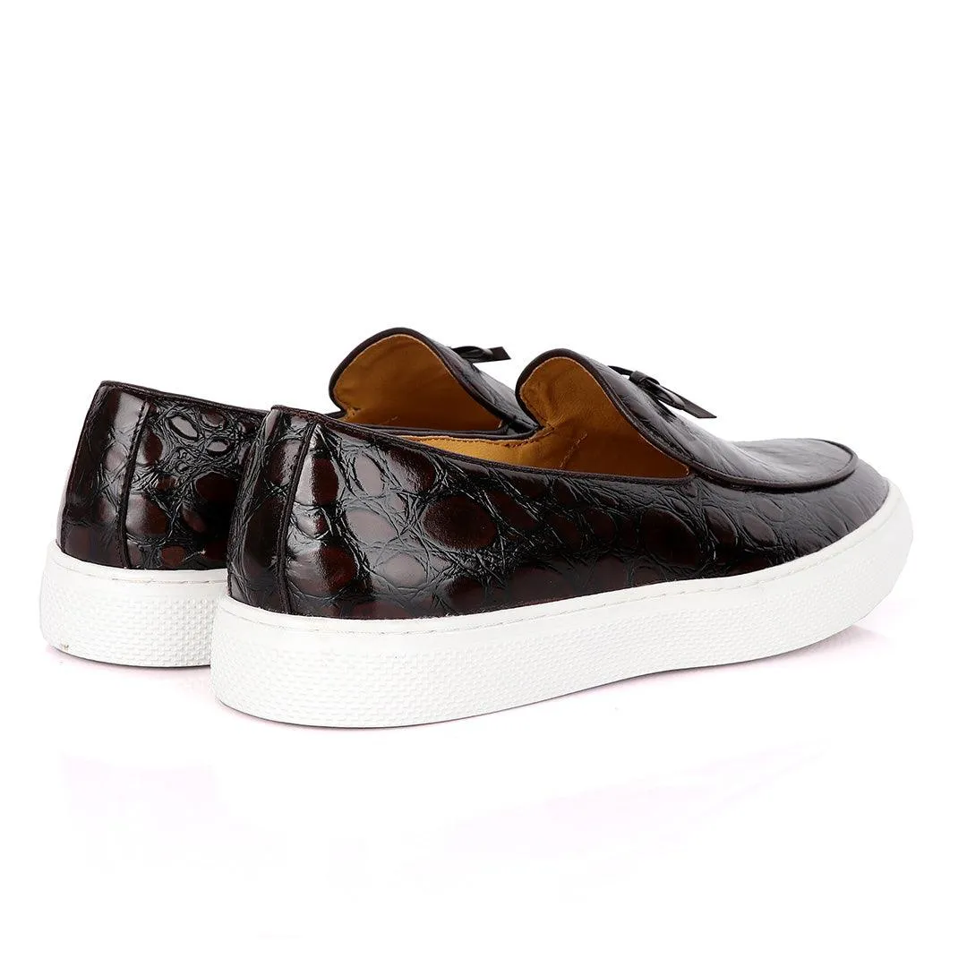 Terry Taylors Classic Glossy Coffee Pattern Sneakers Shoe