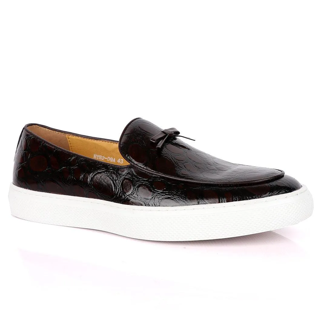 Terry Taylors Classic Glossy Coffee Pattern Sneakers Shoe