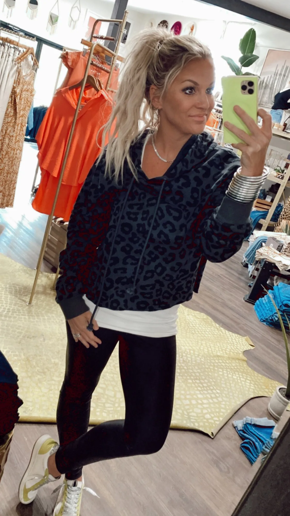 The Loren Leopard Print Cropped Hoodie