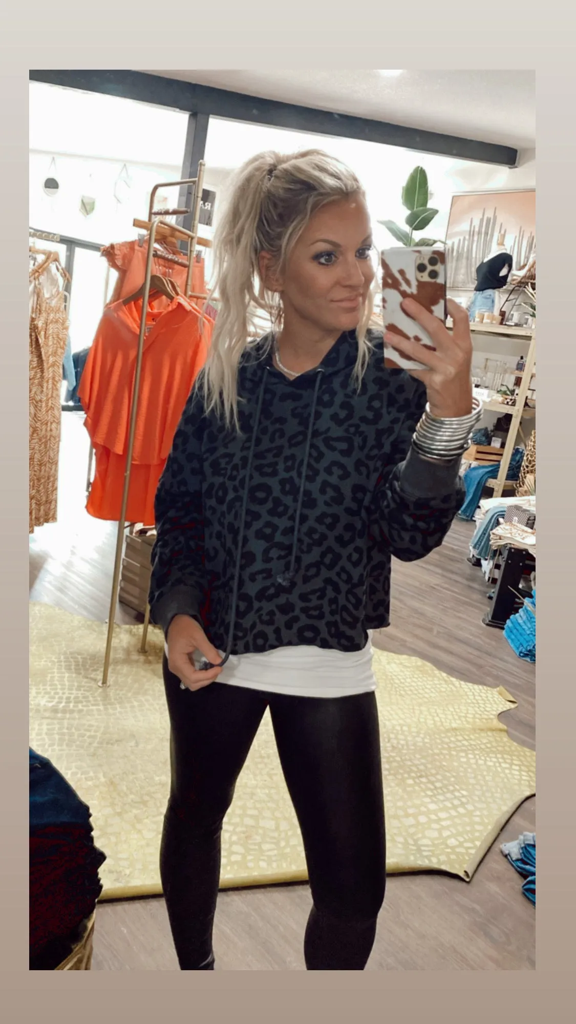 The Loren Leopard Print Cropped Hoodie