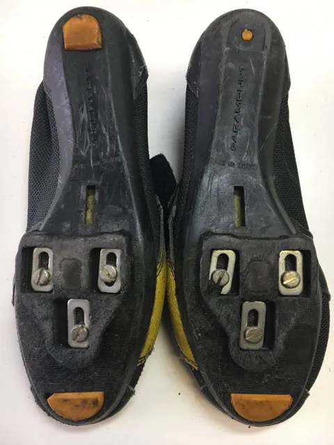 Used Paramount Black/Yellow Sr Size 41 /8  Road Biking Shoes w/ Look cleats