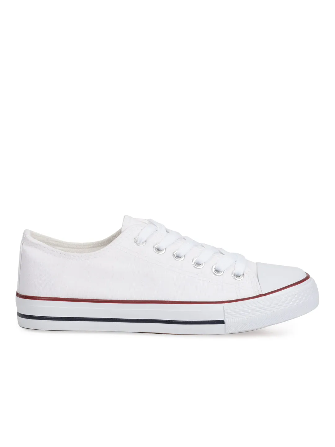 White Canvas Lace Up Sneakers (TC-CAN1-WHT)