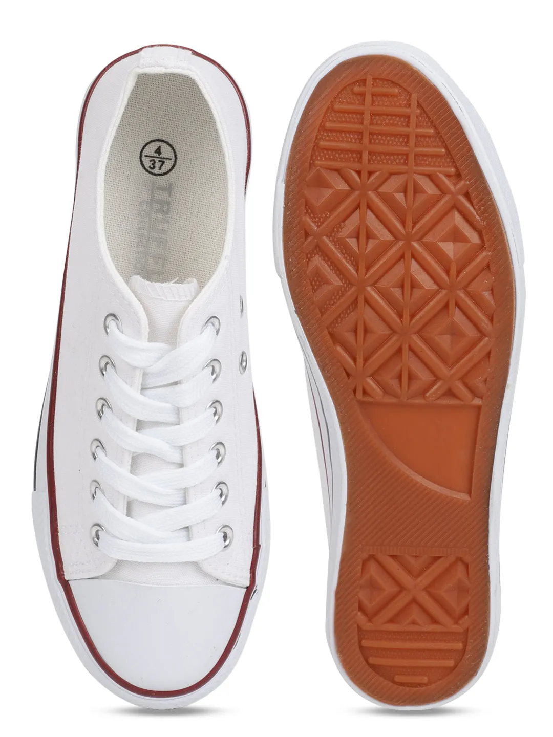 White Canvas Lace Up Sneakers (TC-CAN1-WHT)