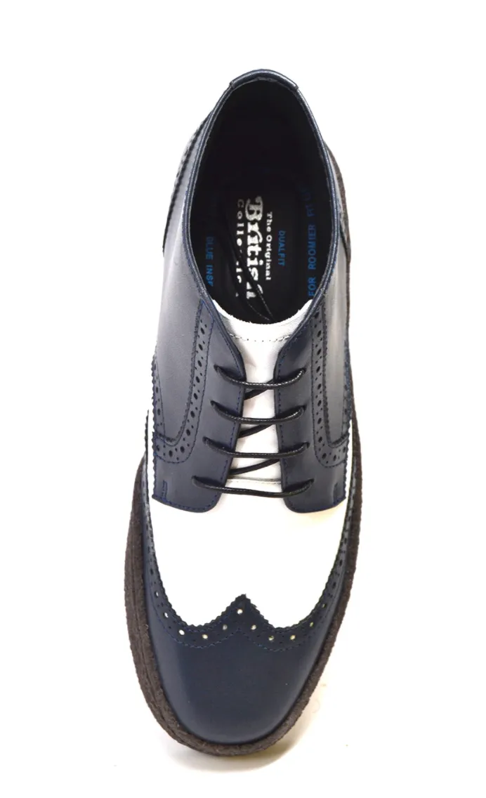 Wingtip Navy & White Leather