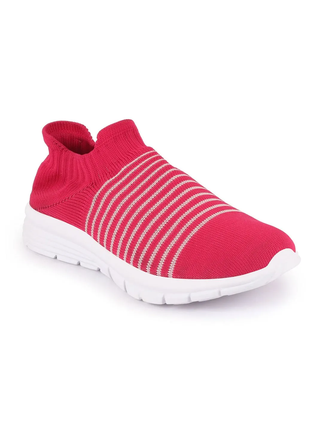 Women Pink Knitted Sports Walking Shoes