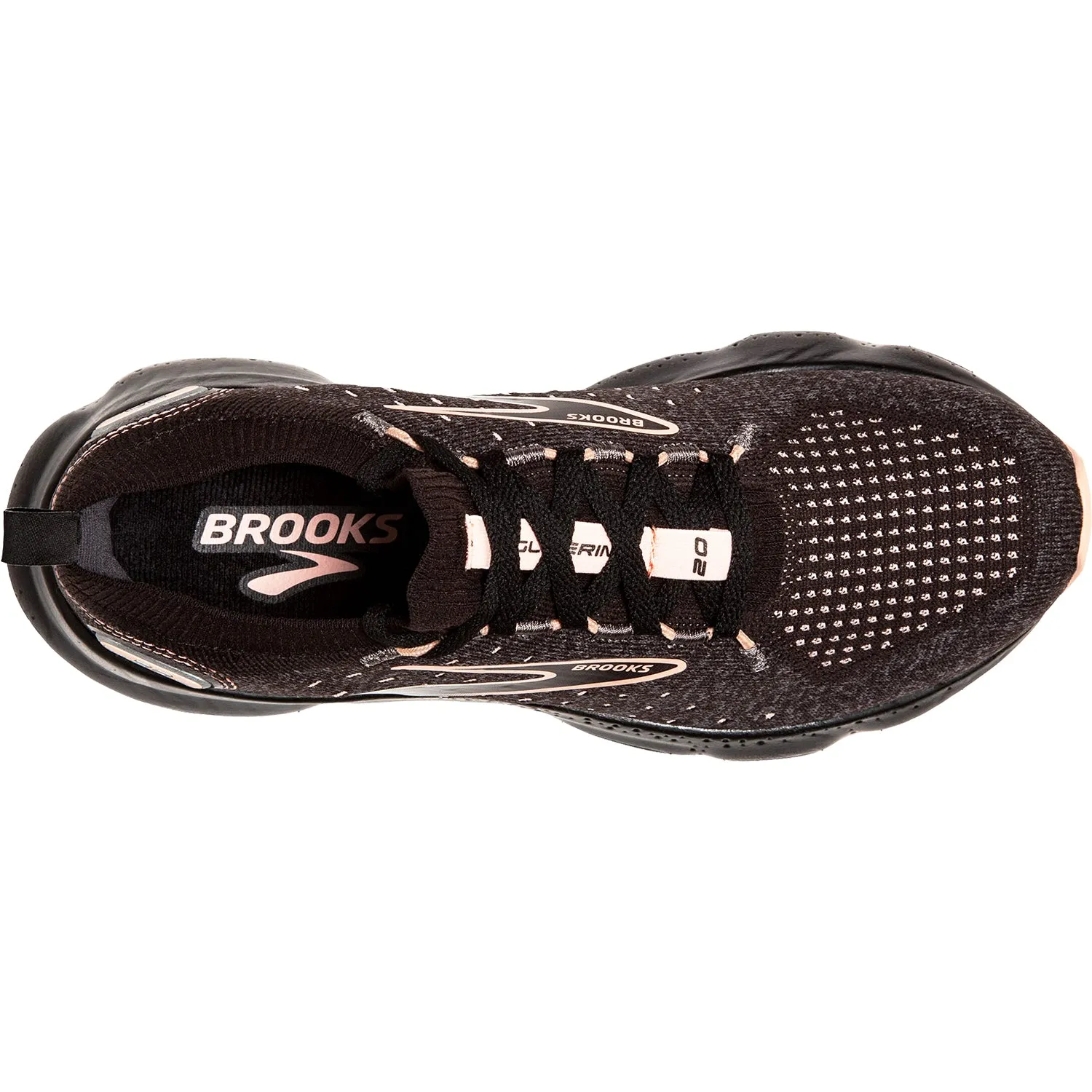 Women's Brooks Glycerin Stealthfit 20 Black/Pearl/Peach Mesh