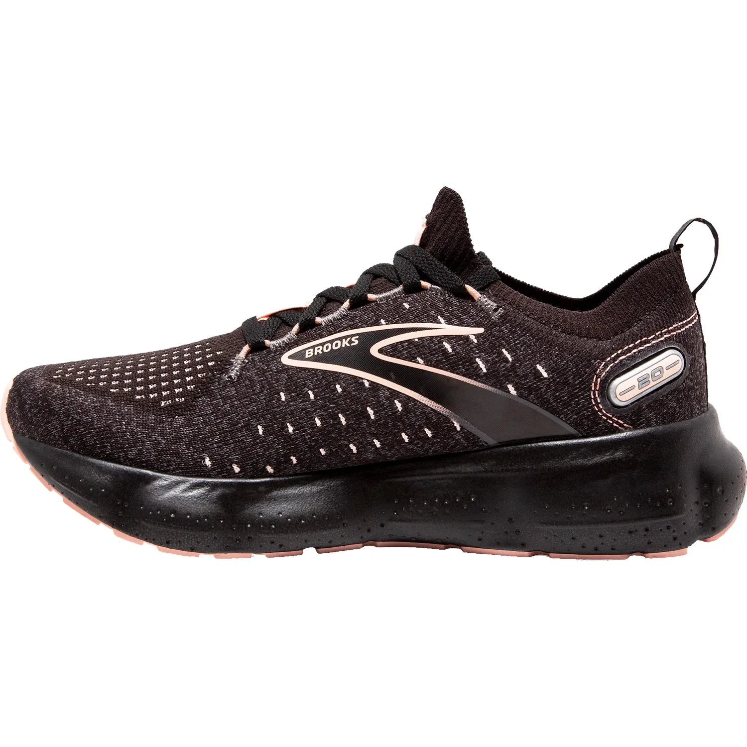 Women's Brooks Glycerin Stealthfit 20 Black/Pearl/Peach Mesh