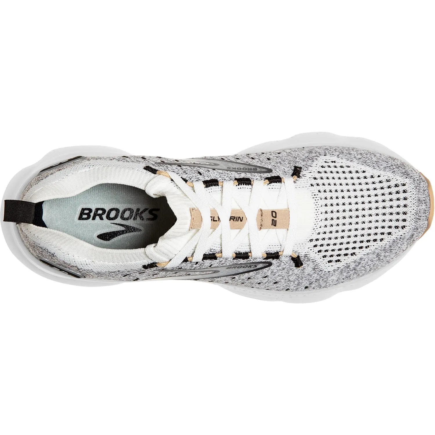 Women's Brooks Glycerin Stealthfit 20 White/Black/Cream Mesh