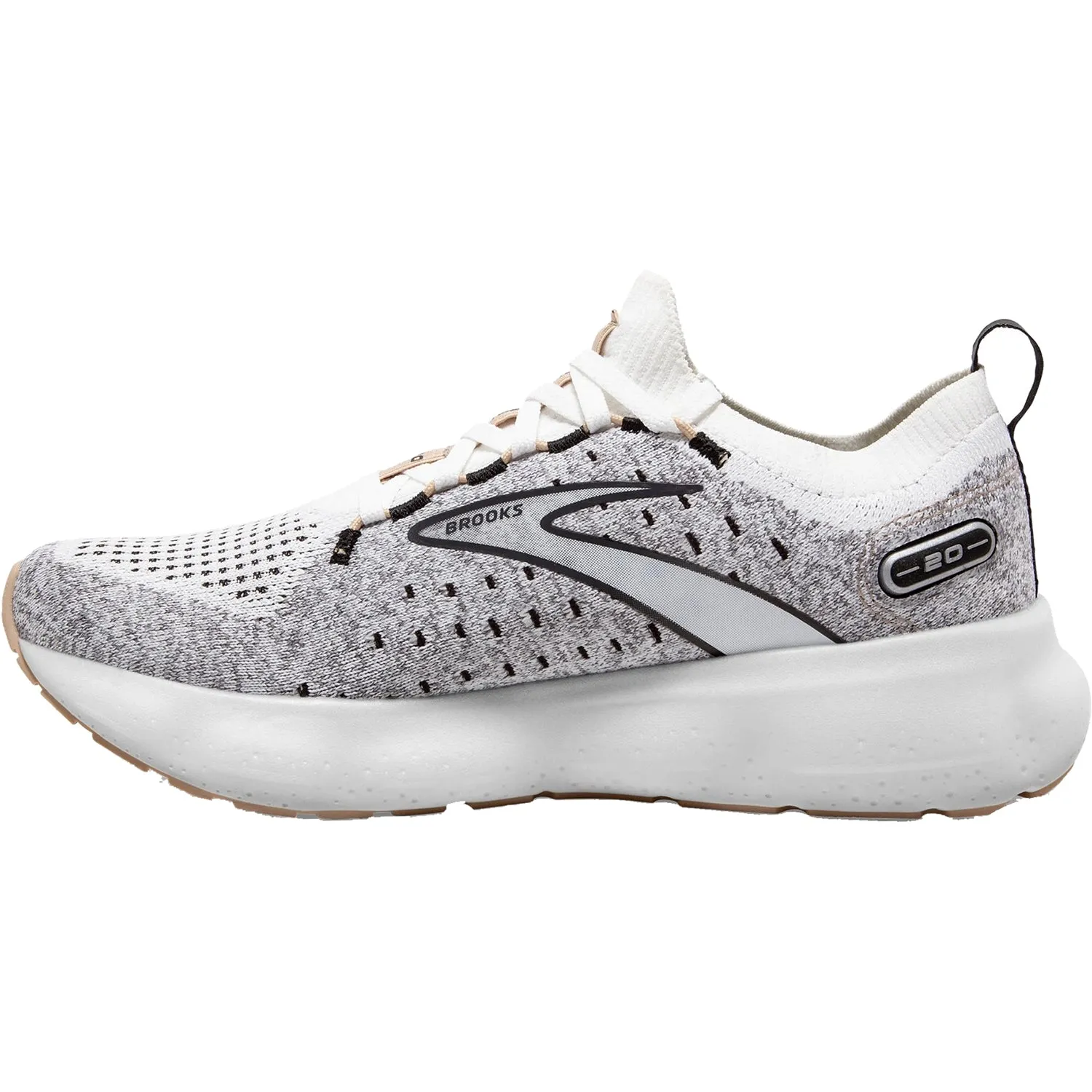 Women's Brooks Glycerin Stealthfit 20 White/Black/Cream Mesh