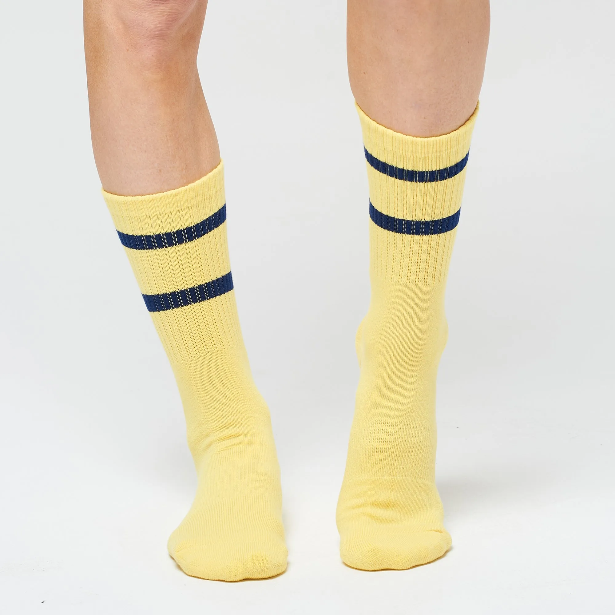 Yellow Navy Stripe Crew - 3 Pack