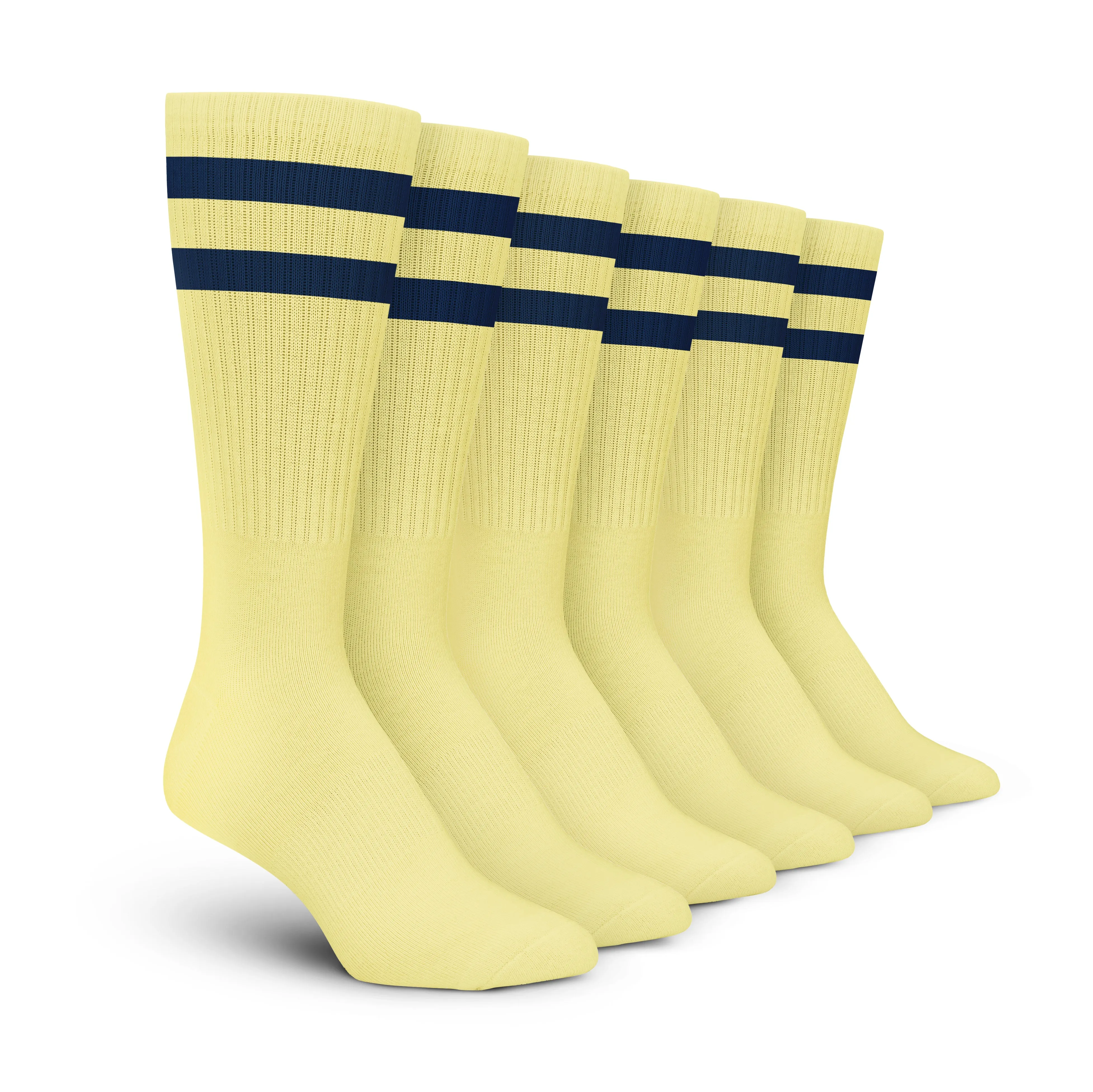 Yellow Navy Stripe Crew - 3 Pack