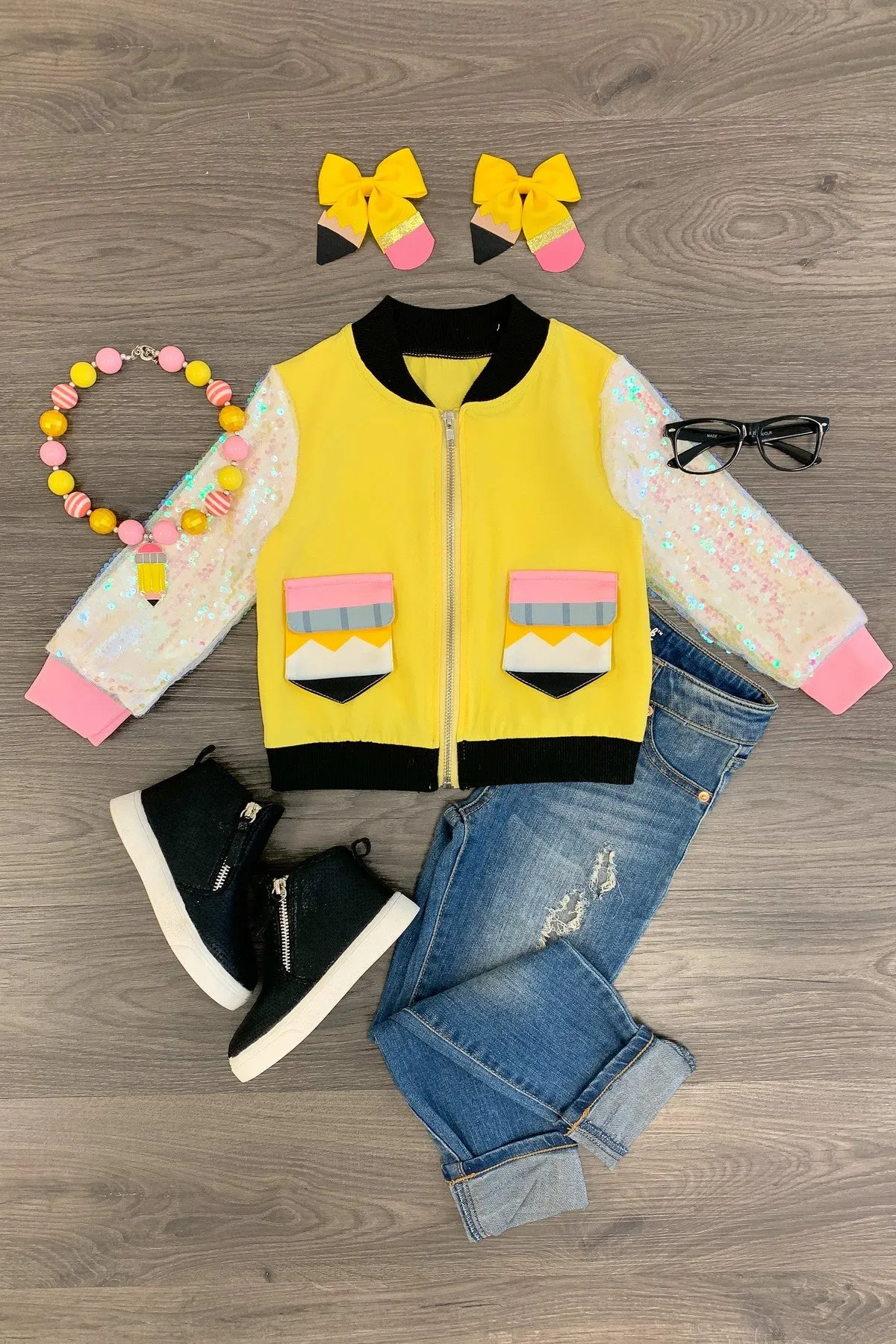 Yellow Pencil Sequin Jacket